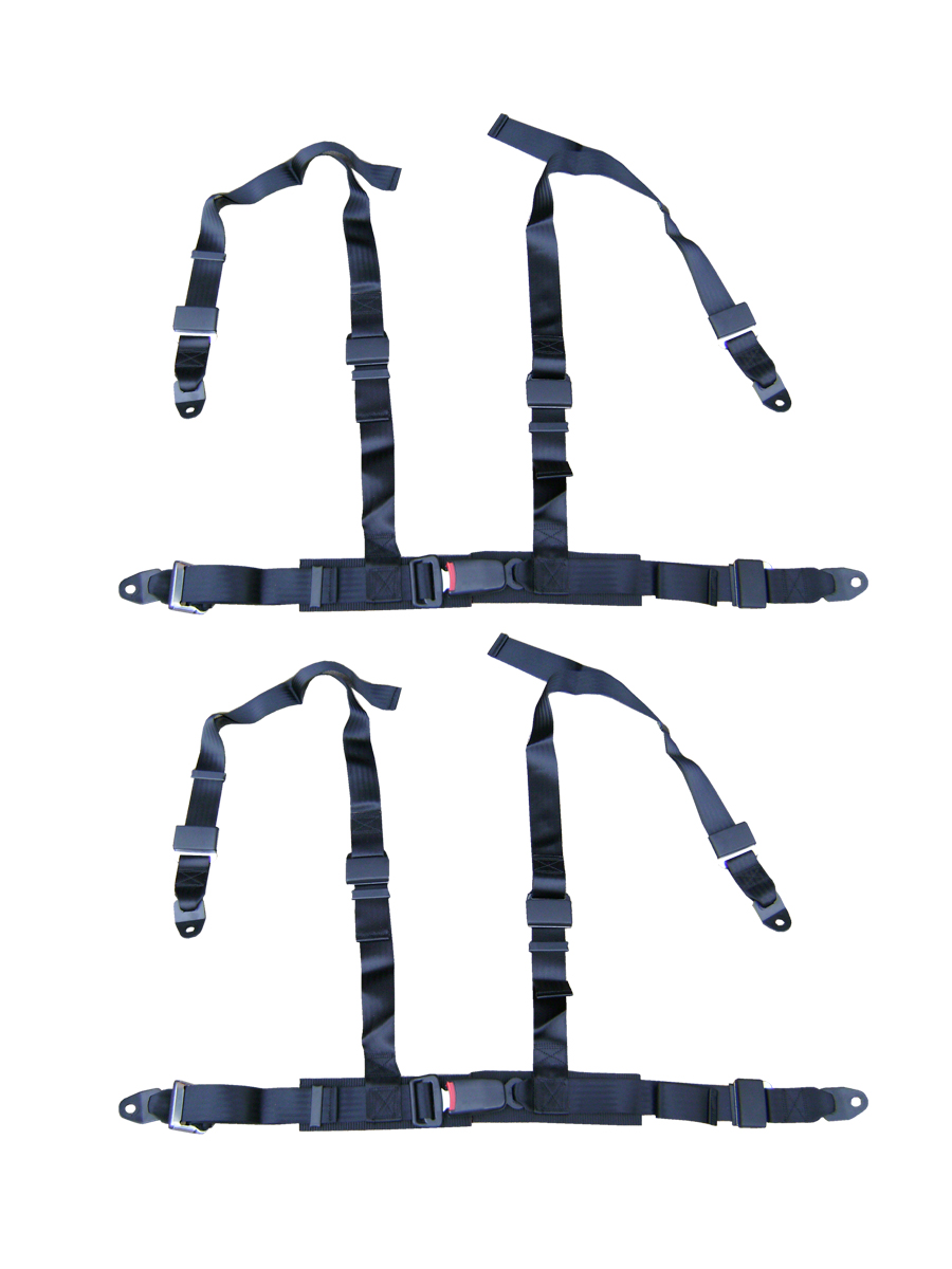 JP100405 Pair of Black 4 Point Harnesses Jennings Seats