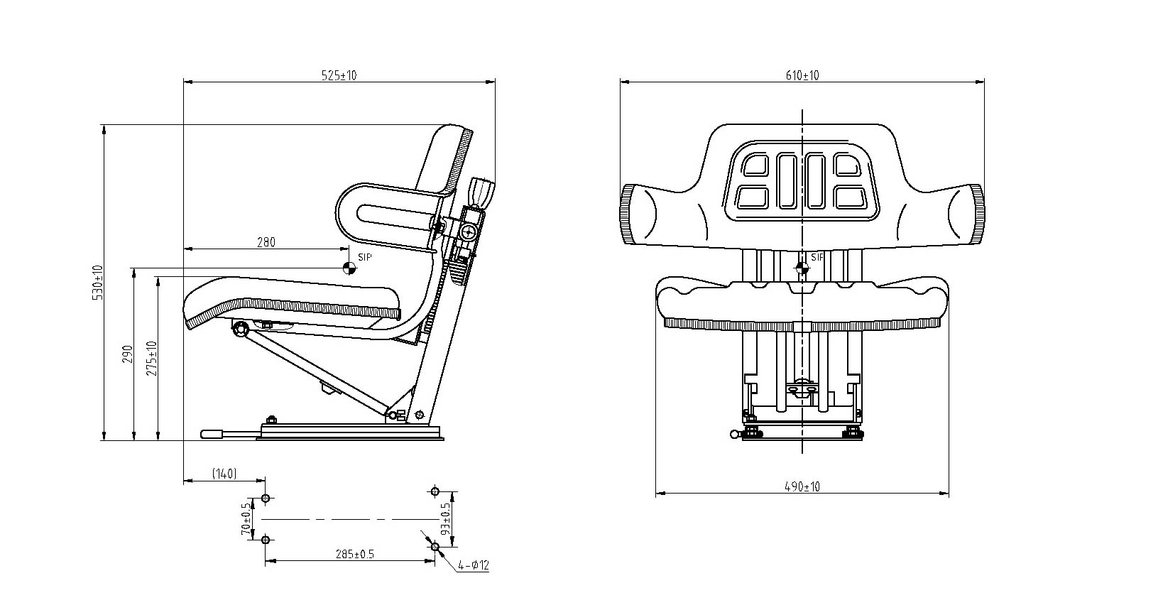 JS100432-01 Mechanical Suspension Seat with Lateral Support - Image 3