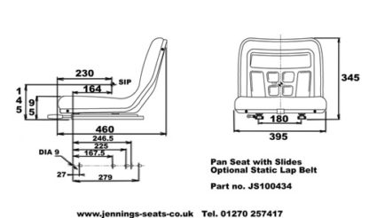 JS100434 Pan Seat with Slides - Image 2